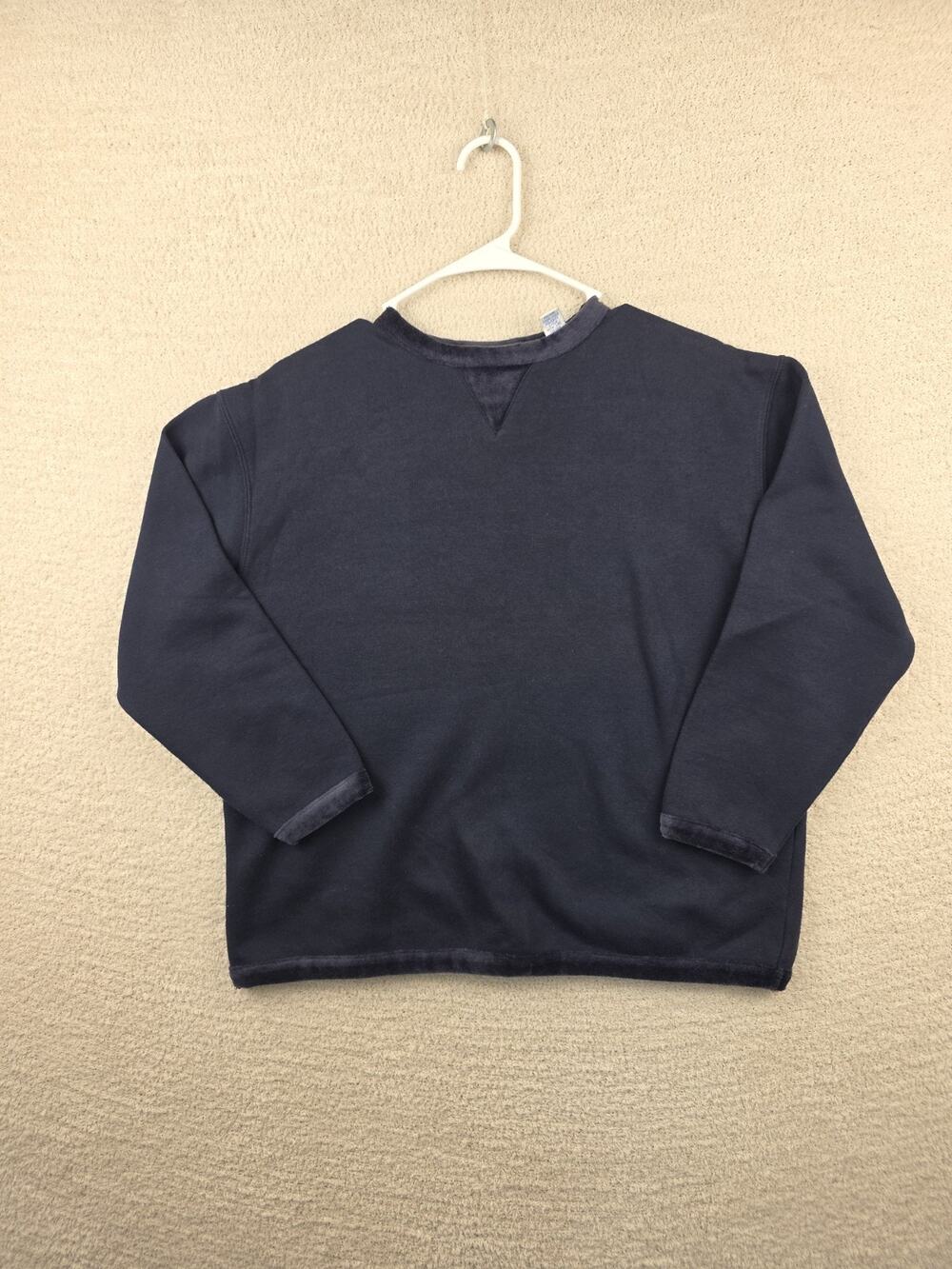 Vintage Pacer Petites Navy Blue Velour Crewneck Sweatshirt Size PS